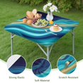thumbnail image 4 of Dark Blue Marble Gold Line Pattern Square Fitted Tablecloth with Elastic Edge,Square Table Cover,Washable Elastic Table Cover for Home Kitchen Party Decor 34"x34", 4 of 6