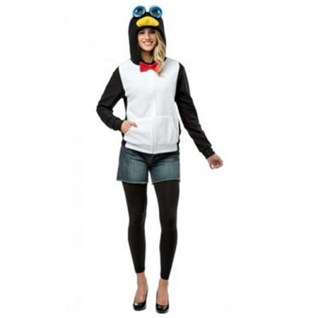 Adult Penguin Hoodie, Black & White - Medium