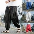 thumbnail image 4 of GHSOHS Men's Harem Pants Fashion New Jacquard Ice Silk Dark Flower Printed Baggy Trousers Loose Elastic Drawstring Waist Hippie Pant Beach Yoga Pants,White 5XL, 4 of 4