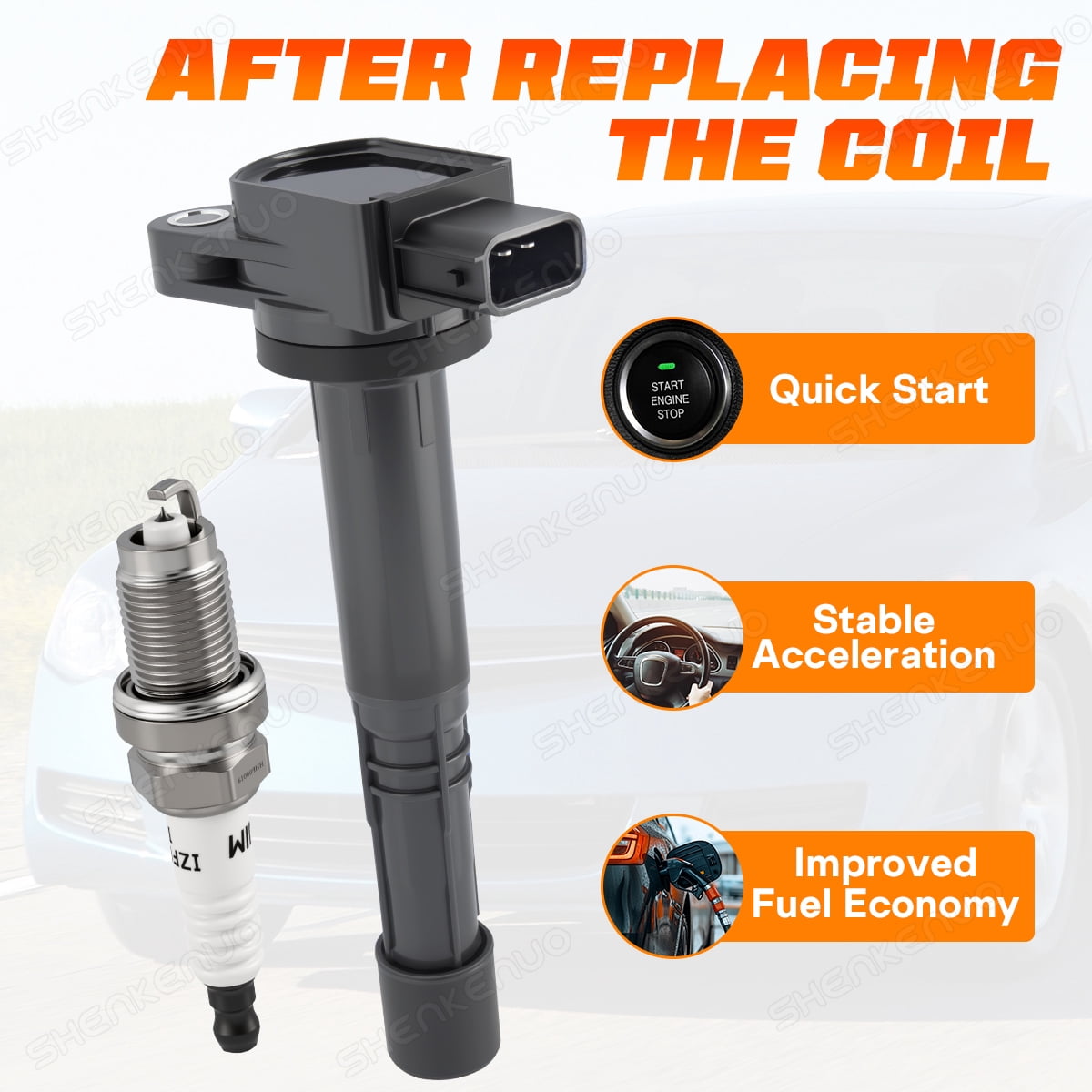 BSBSDJB 4-pack Ignition Coil Pack and Iridium Spark Plugs for Honda Accord 2003-2007/CR-V 2002-2009/Element 2003-2011/Civic 2002-2011 & Acura RSX 2002-2006
