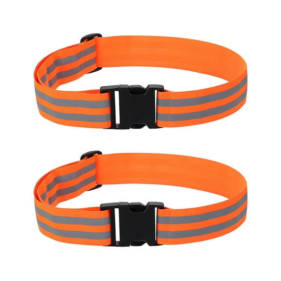 Adjustable Reflective Running Belt 1.9 Inch, 2 Pcs Glow Pt Belt Sash, Red-Orange