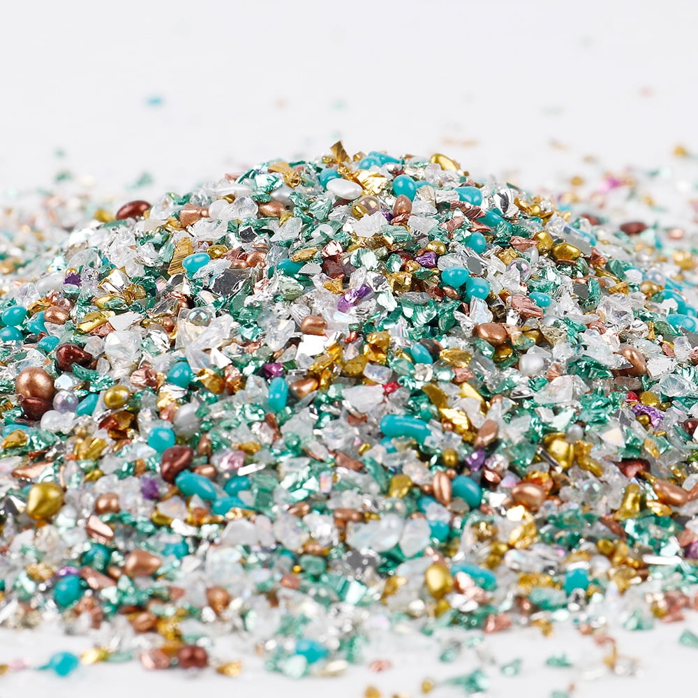 Namzi 20g Crushed Glass Chips Multi-Color Glitter Stones for Nail Art, Vase Filler, Craft Projects Decor,D16