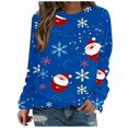 thumbnail image 1 of Hauts de Noël pour Femmes T-Shirts Graphiques Mignons à Manches Longues Pull Décontracté Col Rond Chandail en Molleton Ample Confortable Blouse, 1 of 5