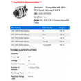 thumbnail image 2 of Alternator 1 - Compatible with 2011 - 2013 Honda Odyssey 3.5L V6 2012, 2 of 2