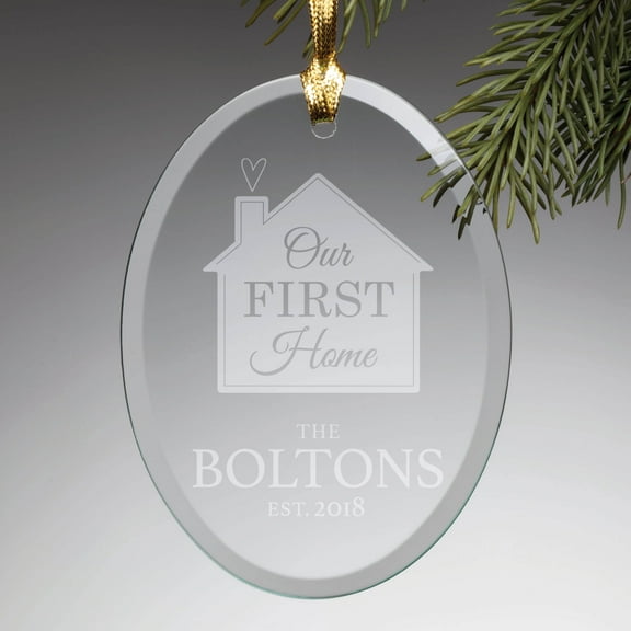 Personalized Our First Home Glass Ornament