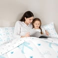 thumbnail image 4 of Erosebridal Blue Bow Flower Twin Bedding Sets for Girls, Cartoon Ribbon Bedding Comforter Set for Kids Teens, Reversible, 7-Piece, 4 of 6