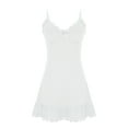 thumbnail image 6 of Nightgowns for Women Soft Pajama Dress Lace Trim Deep V Neck Spaghetti Strap Sleep A-line Mini Dresses (XL, White), 6 of 7