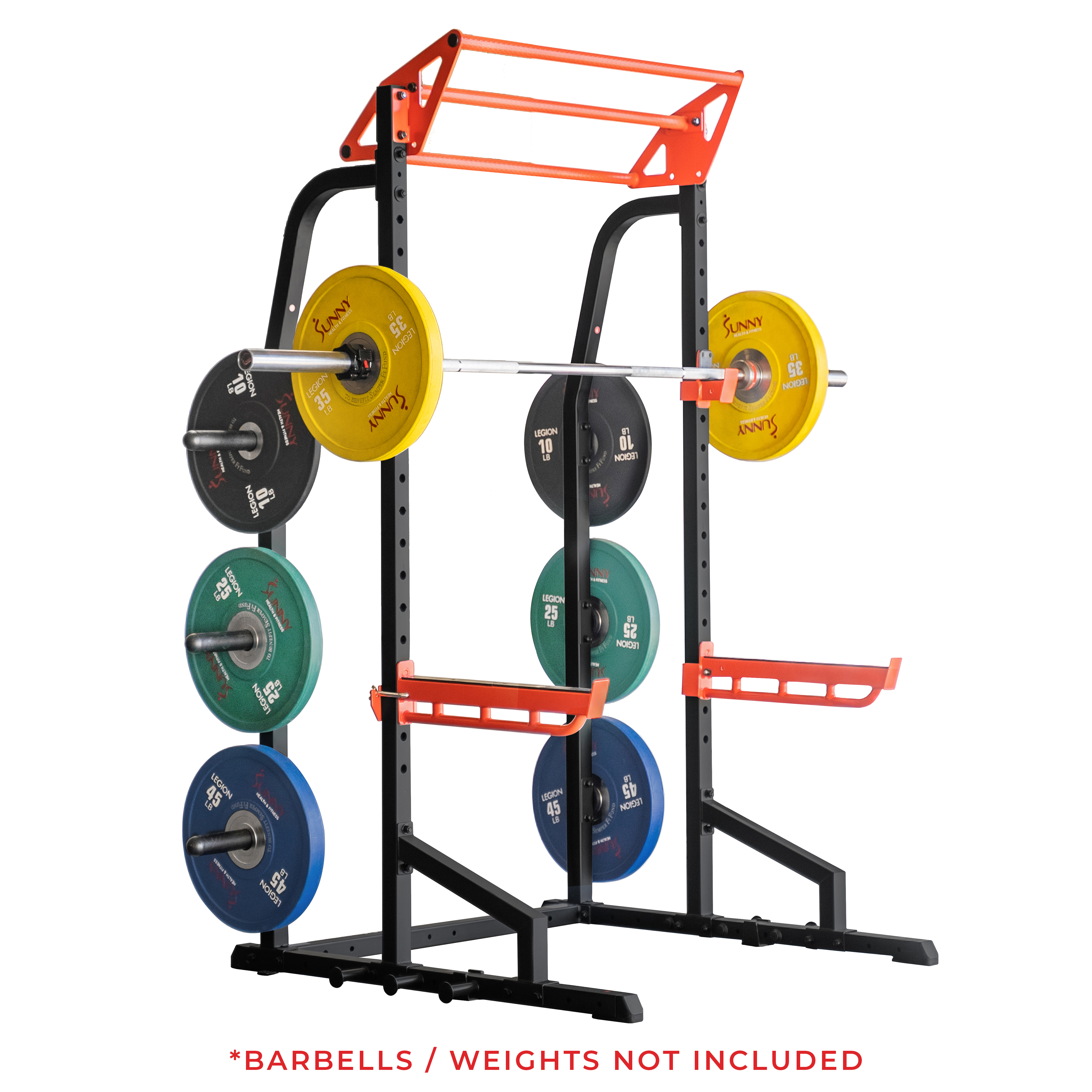 Sunny Health & Fitness Power Zone Half Rack Heavy Duty Performance Power Cage w/ 1000 lb Weight Capacity, Home Workout, SF-XF9933