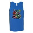thumbnail image 2 of Cool Rainbow Neon Trippy Jungle Tiger Eyes Animal Lover Mens Graphic Tank Top, Royal, 3XL, 2 of 3