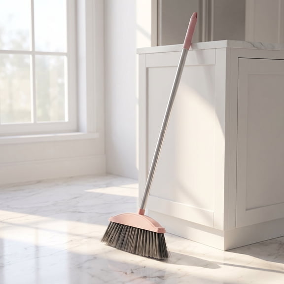LOLIPPYY Dust Broom with Pink Bristles for Floor Cleaning in Households 1Pack