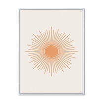 Designart 'Minimal Bright Shining Orange Sun Rays III' Modern Framed Canvas Wall Art Print