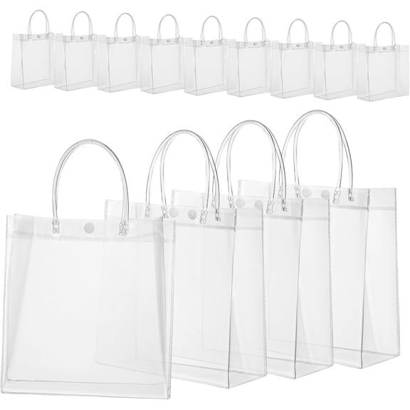 20pcs Clear Party Bags Sturdy Handles Reusable Goody Bags for Favors Highly Transparent for Weddings and Birthdays(wwx)