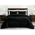 thumbnail image 2 of Chezmoi Collection Lux Black Velvet Quilt Oversized King Set, 3-Piece Lush Plush Distressed Velvet Bedding All Season Lightweight Bedspread Brushed Microfiber Reverse with Diamond Stitch Quilting, 2 of 9