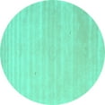 thumbnail image 1 of Ahgly Company Machine Washable Indoor Round Solid Turquoise Blue Modern Area Rugs, 6' Round, 1 of 4