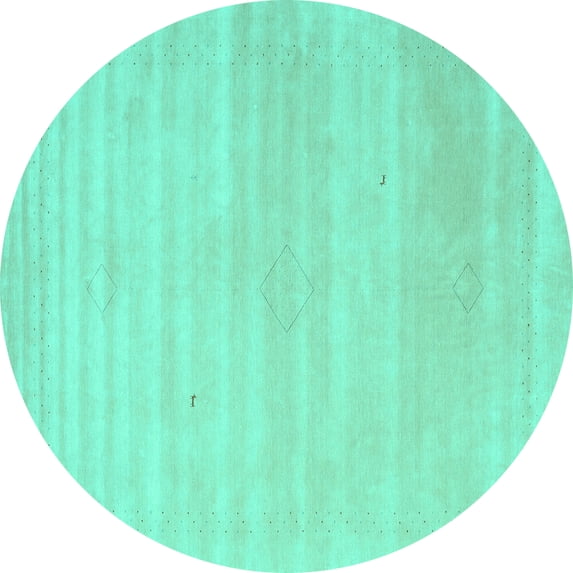 Ahgly Company Machine Washable Indoor Round Solid Turquoise Blue Modern Area Rugs, 6' Round