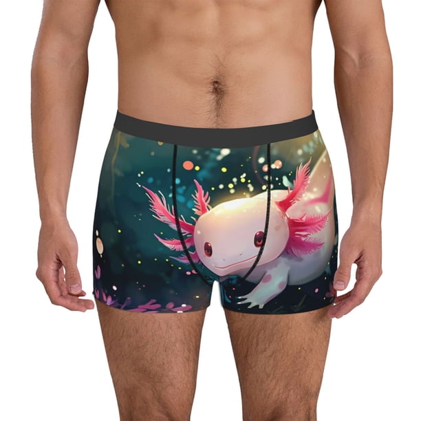 Balery Whimsical Axolotl Fantasy Calzoncillos bóxer para hombre, ropa interior de algodón suave y transpirable con cinturilla de nailon-Medium