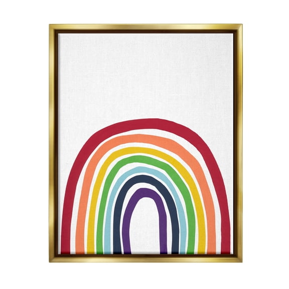 Stupell Industries Whimsical Asymmetrical Rainbow Stripes Modern Kids Design Graphic Art Metallic Gold Floating Framed Canvas Print Wall Art, Design by Bronwyn Baker