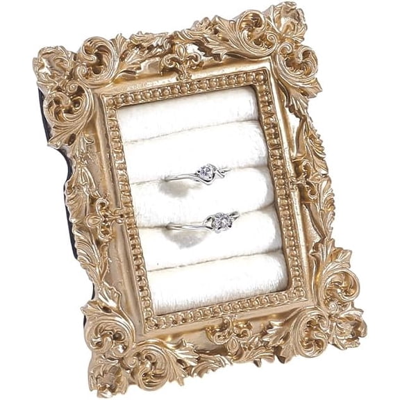 Vintage Ring Holder Jewelry Ring Display Stand Frame Earring Display Tray Jewelry Holder Tray Showcaser for Photograph Prop Wedding Gold