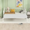 thumbnail image 2 of Metal Daybed with Trundle,Twin Size Daybed with Adjustable Pop Up Trundle,Extendable Sofa Bed with Heavy Duty Metal Slats Support,Twin Trundle Bed Daybed Frame for Bedroom Guest Room,White, 2 of 7