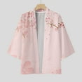 thumbnail image 5 of Shirts for Men Cherry Flower Kimono Half Sleeve Blouses Elegant Loose Soft Cardigan Mens Hawaiian Shirt Pink XXL, 5 of 7