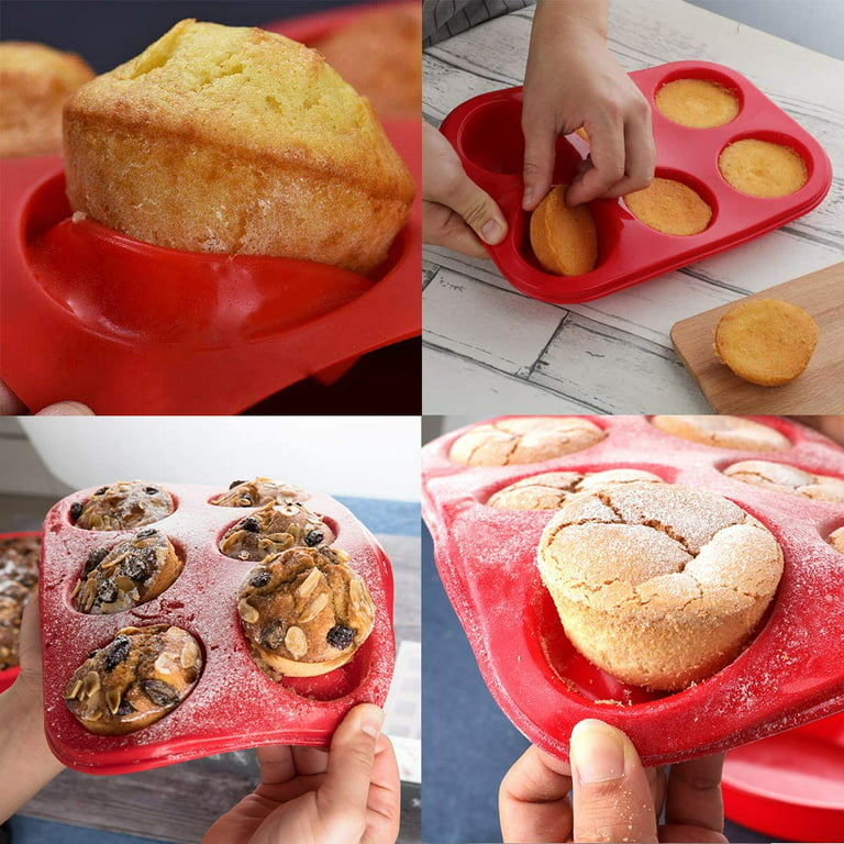 Silicone Muffin Pan, European Silicone Cupcake Baking Pan, 6 Cup Muffin,  Non-Stick Muffin Tray, Egg Muffin Pan, Food Grade Muffin Molds, BPA Free Muffin  Tins Red 