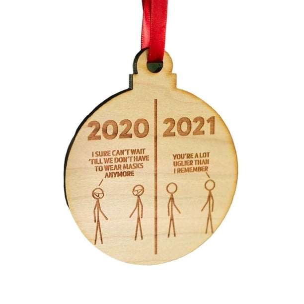 Navidad De Madera 2021, Colgante Epidémico, Adorno Colgante Para Árbol De Navidad, Decoración Vogacara HA044223-03