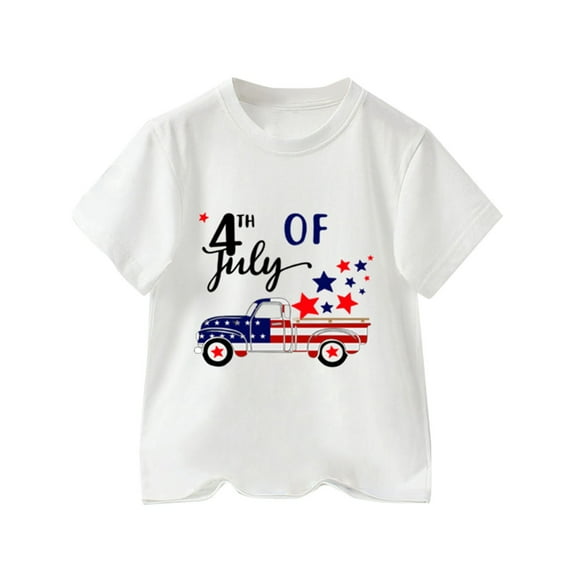 Zanarzt Independence Day Shirt Boys Toddler Boys 4Th of July T Shirts American Flag and American Map Shirt Kids Independence Day Patriotic Short Sleeve Tops White,2-3 Years