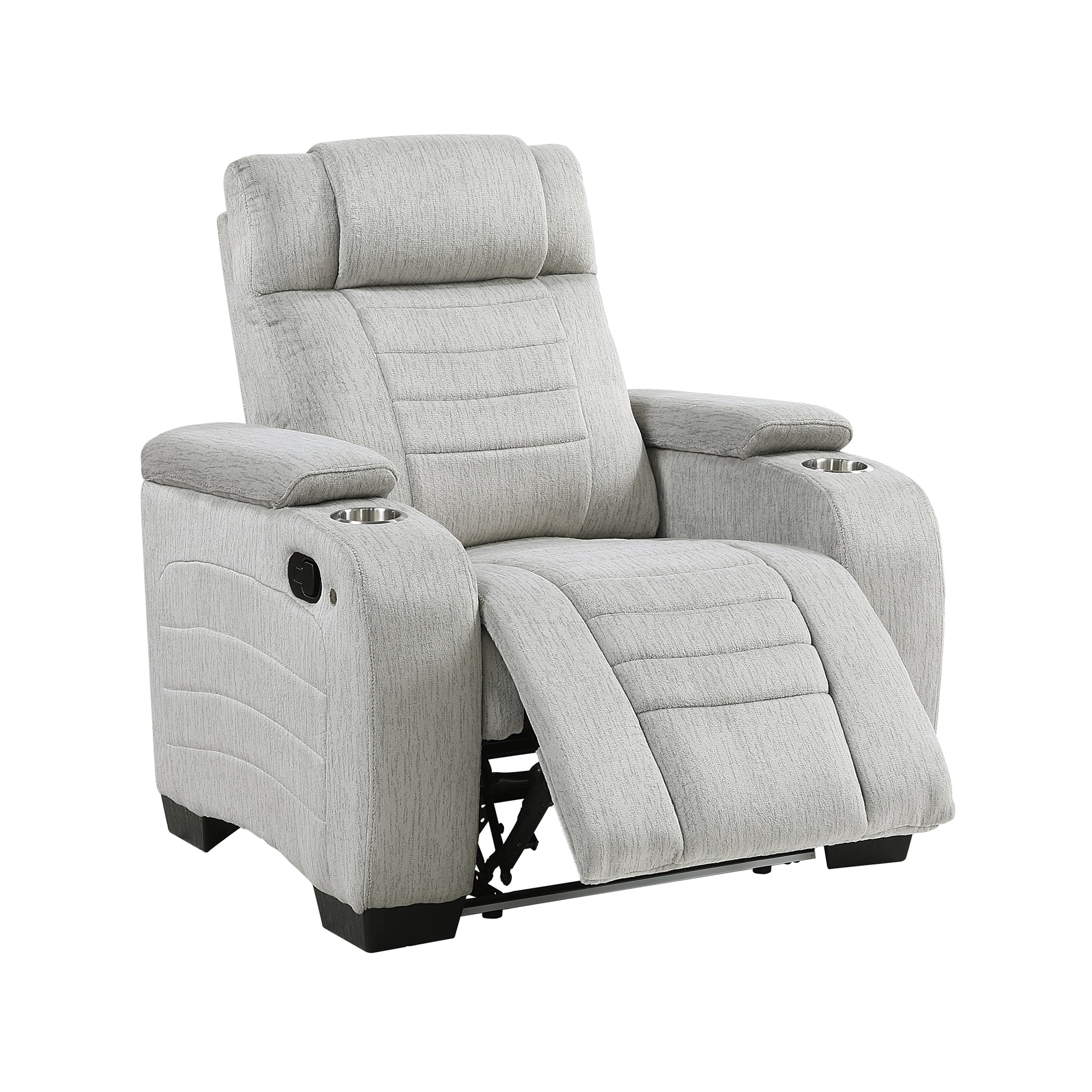 OakvillePark Valehaven Microfiber Manual Recliner with Arm Storage, Light Gray