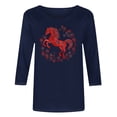 thumbnail image 5 of TaTaai Ladies 2026 New Year Festival Print 3/4 Sleeve Round Neck Blouse Casual Top Holiday Celebration Party Attire Gift, 5 of 5