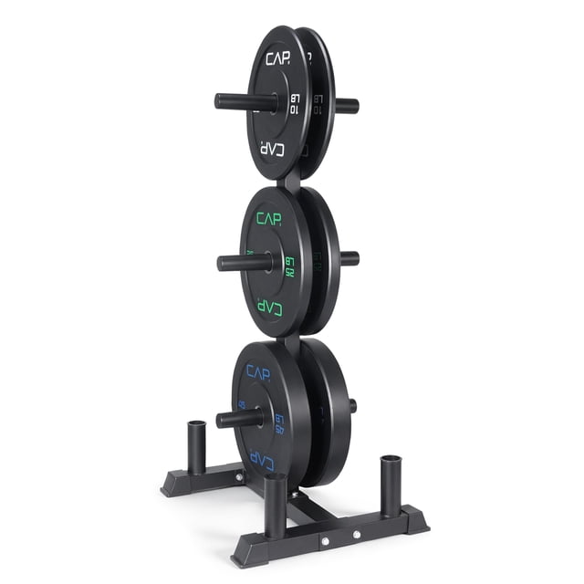 Set de discos de peso CAP Barbell de 160 lb con rack de almacenamiento