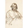 thumbnail image 2 of Wilhelm Marstrand 13x18 Black Ornate Wood Framed Double Matted Museum Art Print Titled - Young Knitting Dame, Half Figure (1810 - 1873), 2 of 5