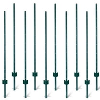 Fence Posts 5Feet - 10Pack, Heavy Duty Metal Fence Post with U-Channel, Steel Fence U-Post for Holding Garden Wire Fence, Corner Posts