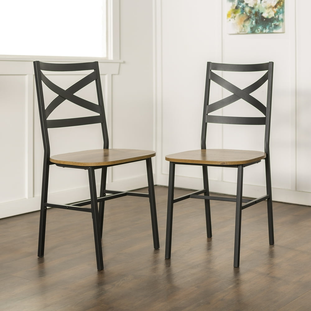 Mainstays Atmore XBack Metal and Wood Dining Chairs, Set of 2