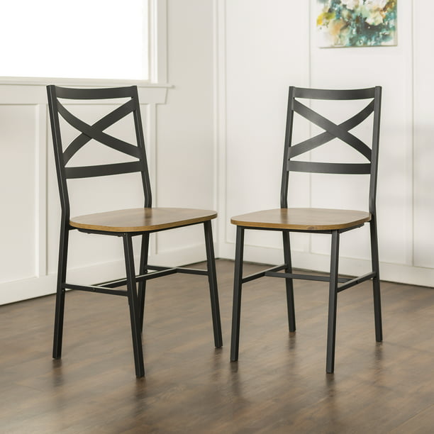 Mainstays Atmore X Back Metal And Wood Dining Chairs Set Of 2 Walmart Com Walmart Com