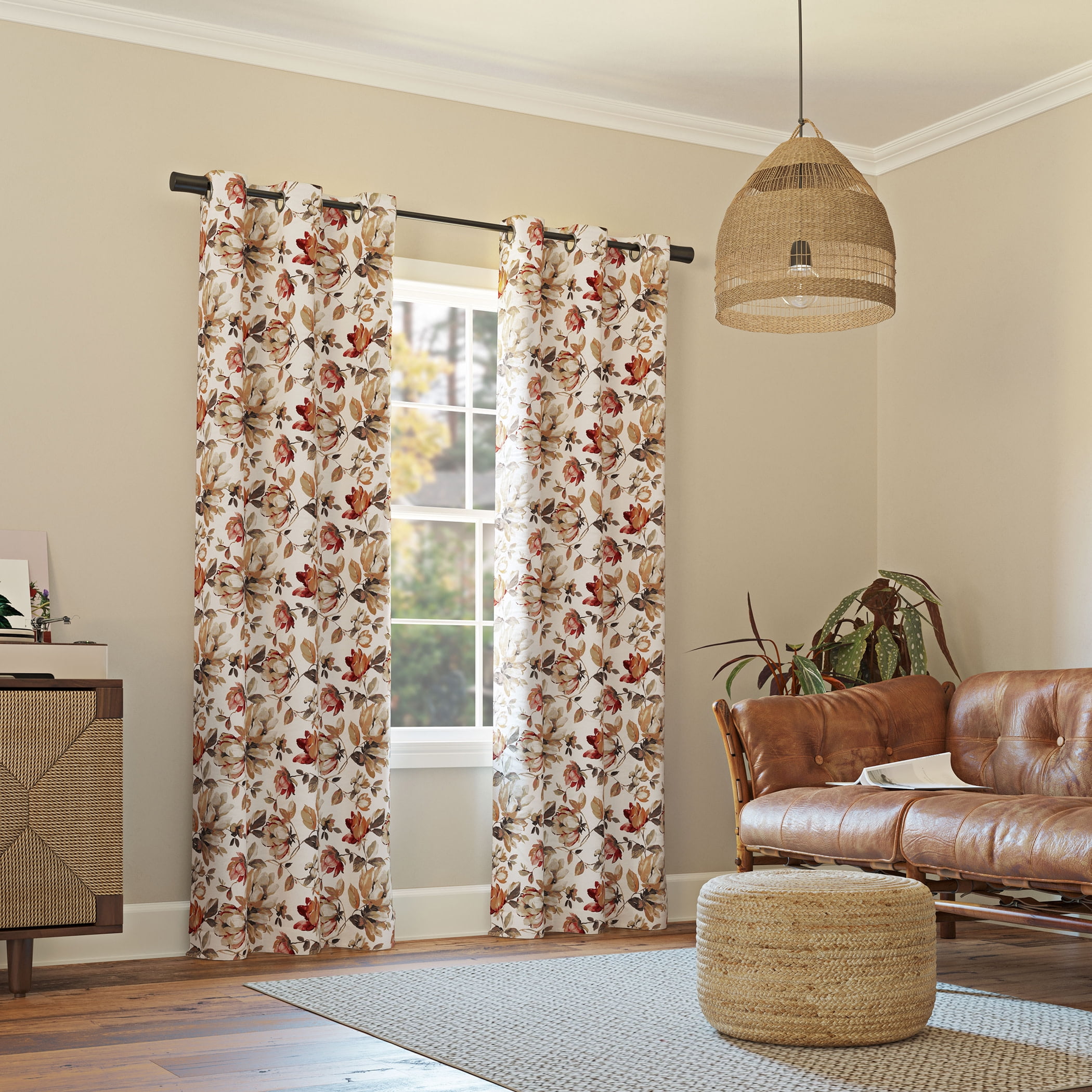 Sun Zero Irma Vintage Floral Blackout Grommet Curtain Panel, 40"X84", Stone