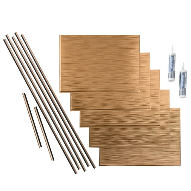 FASÄDE Ripple Decorative Vinyl Backsplash 15 sq ft Kit in Polished Copper
