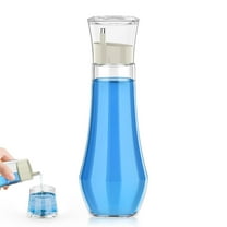 Bathroom Mouthwash Dispenser Glass Bottle with Cup, 8.8 oz Clear Refillable Container for Countertop, Leakproof Design, White
