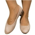 thumbnail image 4 of SYMOID Womens Beige Flock Low Heel Slip on Flats - Round Toe Block Heel with Metal Decor, Comfortable Soft Padded interior for Daily Office Casual Wear (Us 5.5-10.5),Size 41, 4 of 8