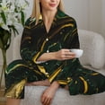 thumbnail image 6 of Lsque Green Marble Pattern Long Sleeve Pajama Set for Women - Soft 2-Piece Sleepwear and Loungewear Set with Pockets, Comfy Nightwear-Small, 6 of 7