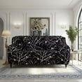 thumbnail image 5 of Neween Sofa Cover High Stretch Elastic Fabric 1 2 3 Seater Sofa Slipcover Chair Loveseat Couch Cover Polyester Spandex Furniture Protector Cover with 1 Pillowcase (2 Seater, Black Pattern), 5 of 7