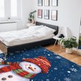 thumbnail image 5 of Christmas Area Rug 4x6ft Snowman with Cap Xmas Snowflake Navy Blue Non-Slip Washable Square Rugs Soft Felt Indoor Floor Mat for Bedroom Kitchen Living Room Bathroom, 5 of 8