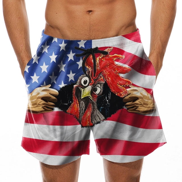 ICHUANYI Clearance Men Drawstring Special Cock Print Beer Festival Beach Casual Trouser Shorts Pant(Red, M) Ichuanyi Ichuanyi