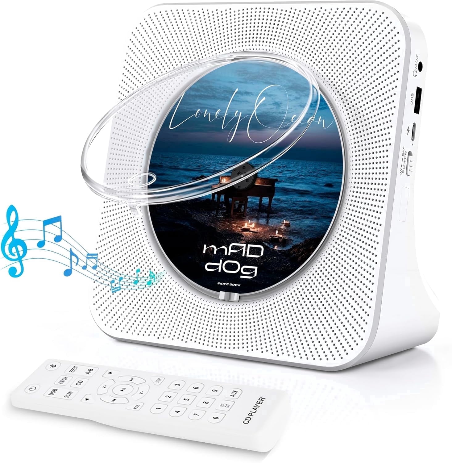 Jensen CD-60C Compact Portable CD Player with Bass Boost, Small