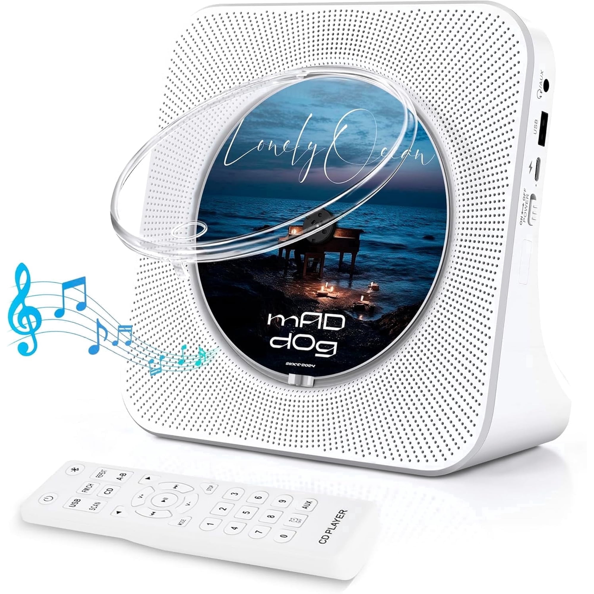 CD Player Portable with Bluetooth, Built in HI-FI Speakers