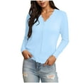 thumbnail image 2 of Gmluru Lightweight Cardigans For Women Long Sleeve V-Neck Short Solid Color Knitted Button Hoodless Casual Outwear Light Blue Winter Clothing Outerwear Coats 2XL, 2 of 9