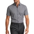 thumbnail image 2 of FRSASU Men's Stretch Wrinkle Free Dress Shirts formal Wedding Prom Short Sleeve Slim Fit Button Down Shirt Gray, 2 of 5