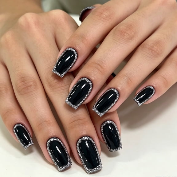 Medium Glitter Press On Nails 24Pcs Elegant Daily Wear Nail Art