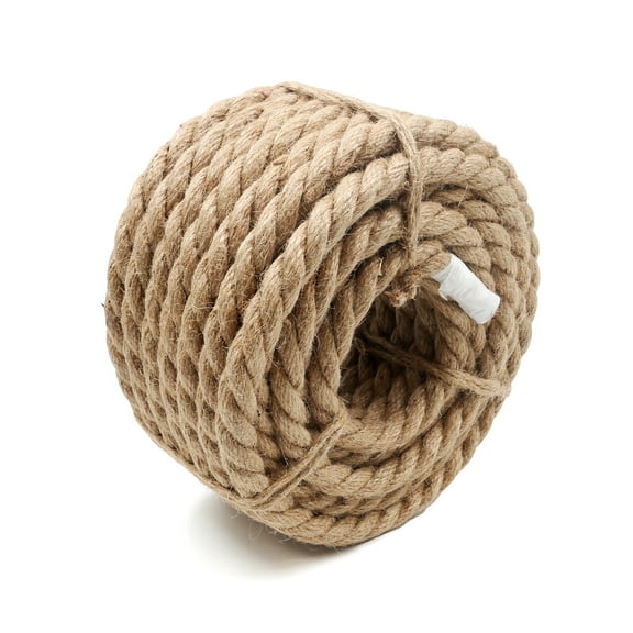 9/16” x 50' (14mm x 15m) Natural Jute Twist Rope - Ideal for Porch Swing, Railing, Landscaping, Crafting, Gardening, DIY Projects, Home Décor, and Outdoor Use