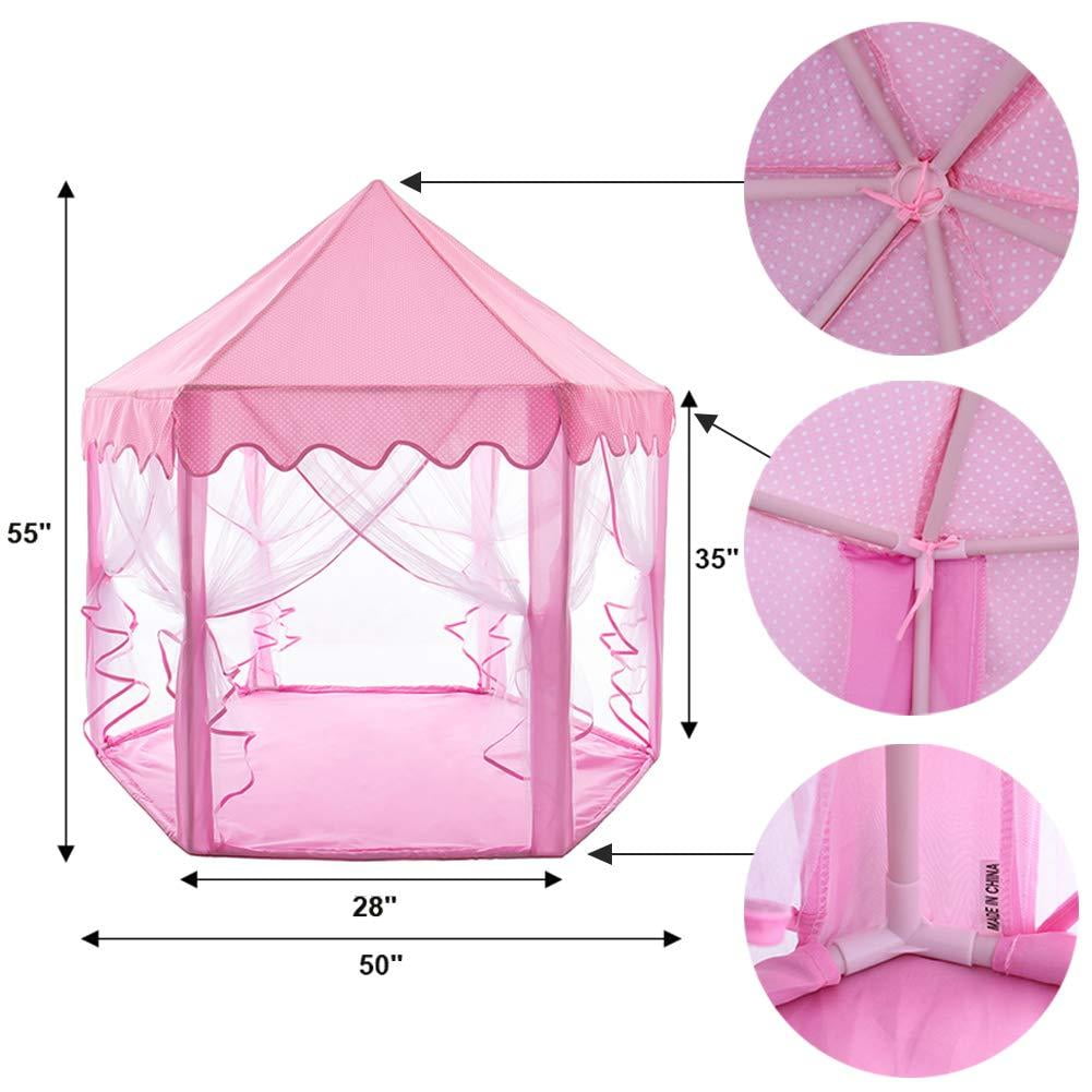 Princess Castle Play Tent Large Star Lights Little Girls Playhouse Toy Indoor 