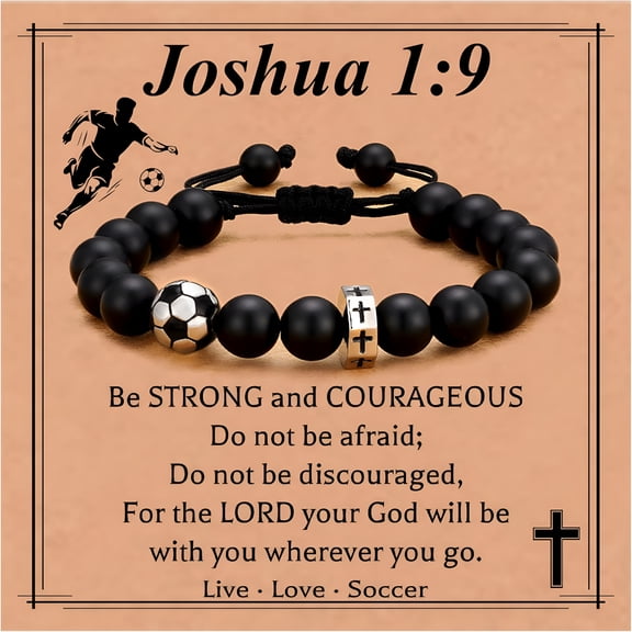 DESIGNICE Baseball/Basketball/Football/Soccer Bracelet for Boys, Cross Beaded Bracelet Gifts for Son, Grandson, Players, Team Fan Friends, First Communion Christian Graduation Gifts for Teens Boys